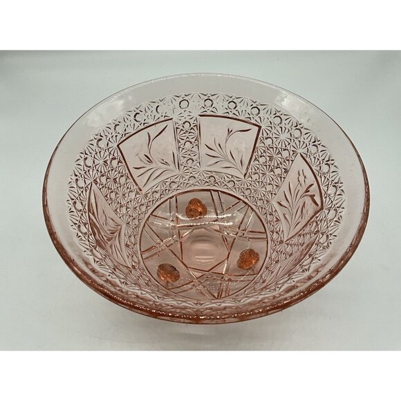 McKee Snappy Vintage Innovation Line Pink PresCut Floral Flared Footed Bowl MCM - Picture 8 of 16